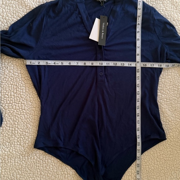 Violet & Roses Blue Ribbed Bodysuit Plus Size 1X - Picture 12 of 14